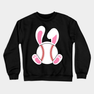 Baseball Easter bunny with rabbit ears bunny feet Crewneck Sweatshirt